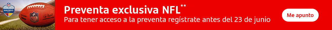 Preventa exclusiva NFL, regístrate antes del 23 de junio. Ir a página de la promoción.